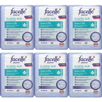 6 x 10 Stück | facelle diskret Elastic Slip super plus Gr. L / XL auch für Nacht