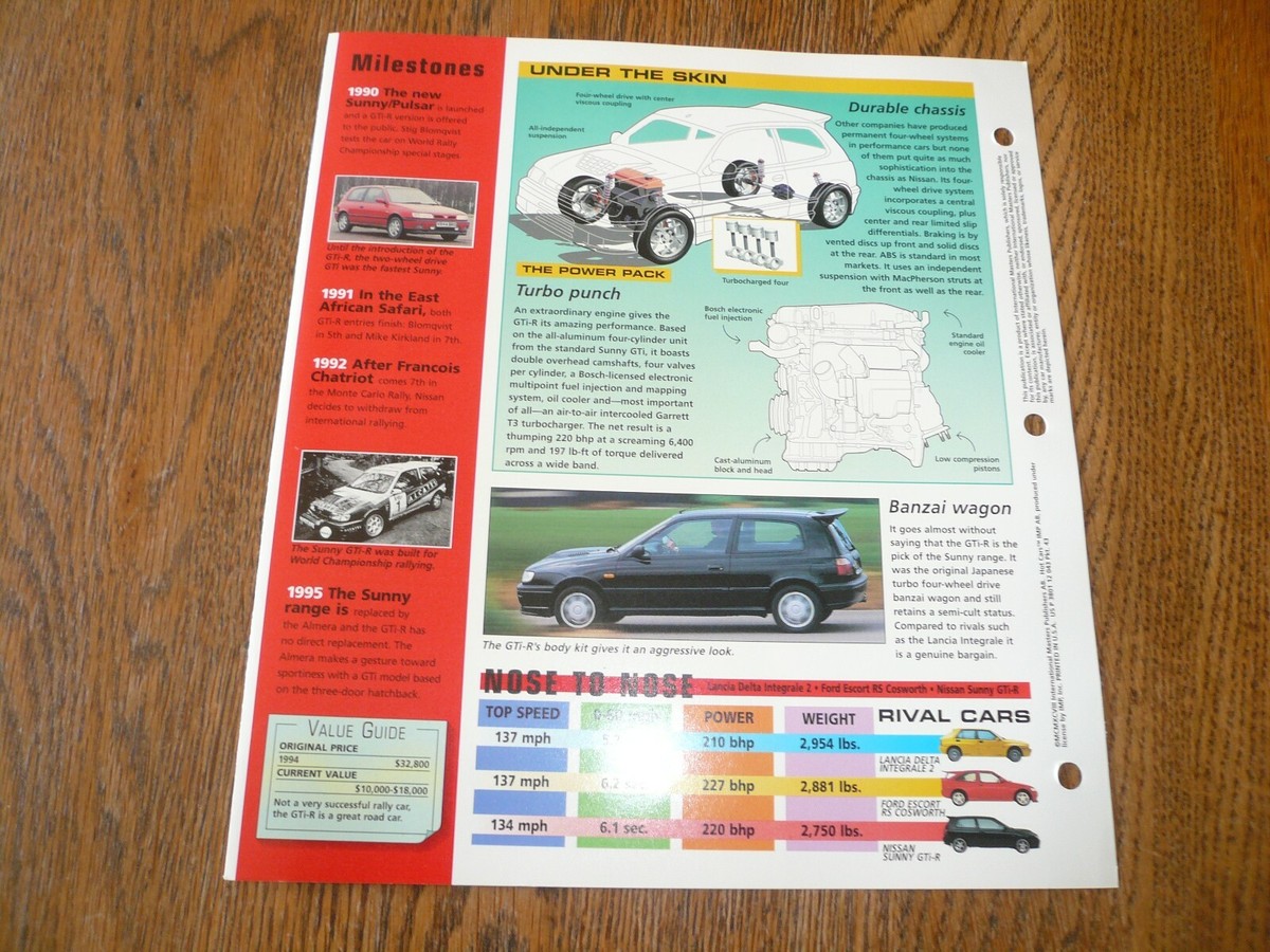 1993 Nissan Sunny GTi-R UNIQUE IMP BROCHURE | eBay