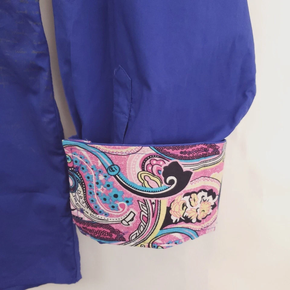 House of Lords Shirt Mens 4XL Blue Gemstones 100% Cotton Flip Cuffs Button-Up - Image 4 of 4