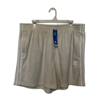 Adidas Terry Fleece Shorts Mens 2XL XXL Beige Sports Athletic Adicolor 5.5" NEW