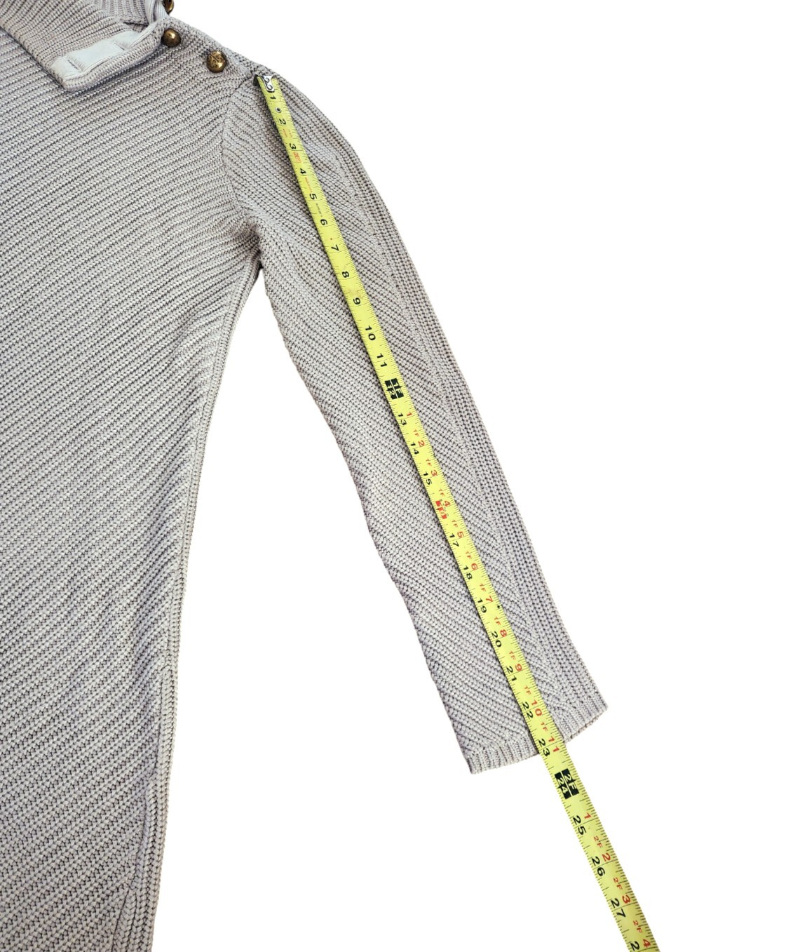 Tory Burch Brodie Tunic Mini Dress Sweater Turtleneck Beige Knit Gold Buttons S thumbnail 14