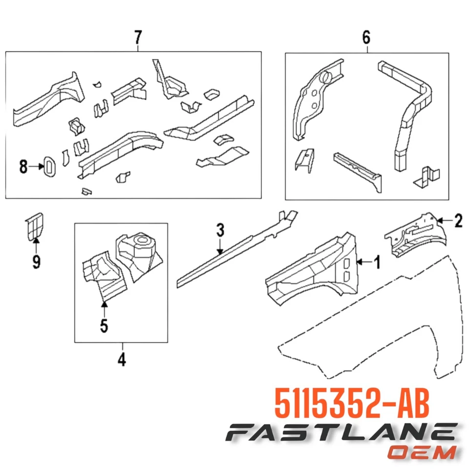 Jeep Compass/Patriot 2007-2017 refuerzo de riel de parachoques derecho nuevo OEM 5115352-AB Foto 4 de 4