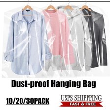 30Pcs Hanging Garment Clear Suit Cover Plastic Dry Cleaner Clothes Dress Bags US