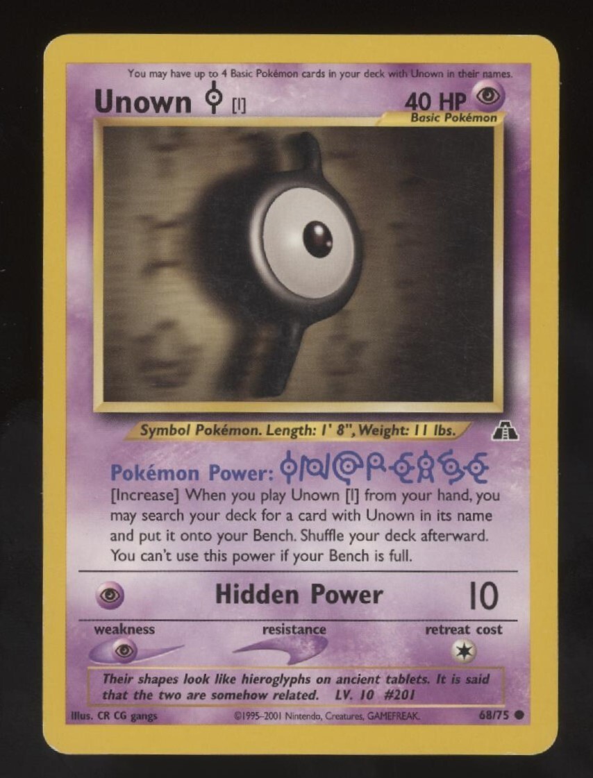 Unown I Non-Holo WOTC Pokemon Card 68/75 Neo Discovery Set EXCELLENT