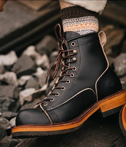 Herren Handgefertigt Handgefertigt Gewachstes Rindsleder Affe Holzfäller Schnürstiefel - Bild 21 von 29