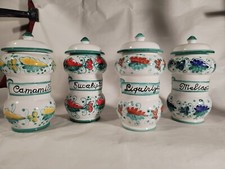 SET 4 VASI DA FARMACIA CERAMICA DI BASSANO ALBARELLO ANNI 70 FIRMATI DIPINTI A M