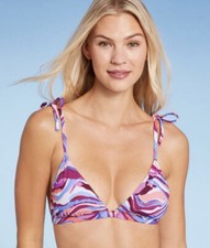 Shade  Shore Women's L Large 12-14 Bikini Top Multicolor Shoulder Tie Triangle