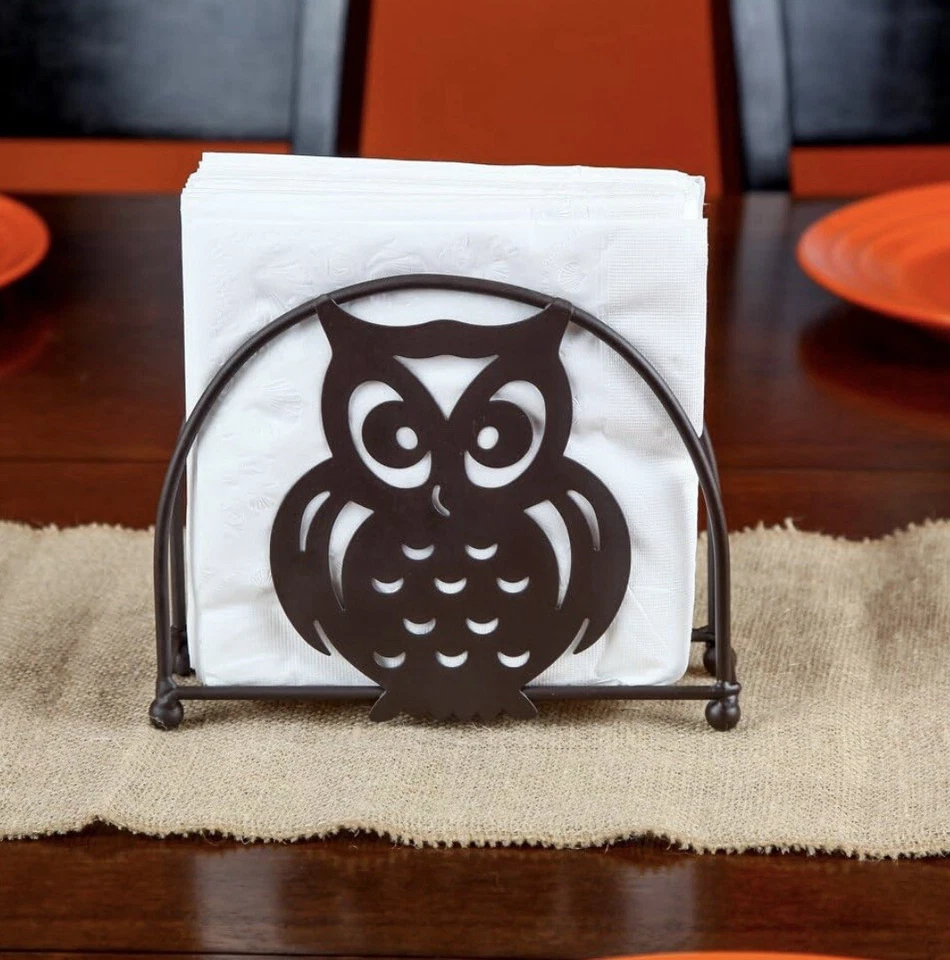 Soporte para servilletas Home-x bronce con diseño de búho Foto 3 de 4