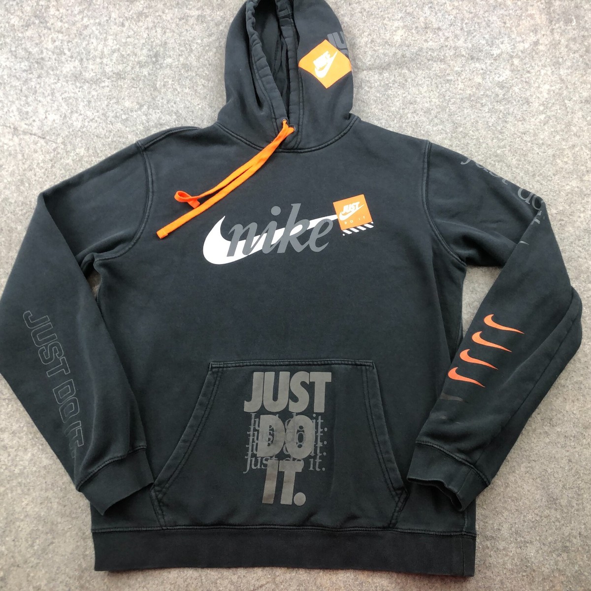 Nike Hoodie Mens Medium Black JDI Just Do It AOP Swoosh