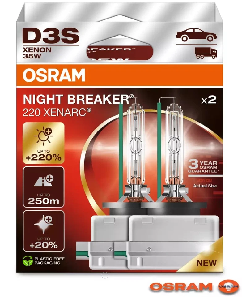 2x OSRAM D3S NIGHT BREAKER 220 XENARC NEXT GEN 12V XENON 3 YEAR VERSION 2026 - Bild 1 von 3