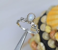 Rainbow Moonstone Gemstone Ring-925 Sterling Silver-Handmade Ring Gift For Her