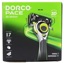 Dorco Pace 7 Blade Shaving 3D Motion 1 Razor Handle + Refill 11 Cartridges