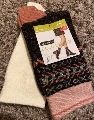 No Nonsense Womens Crew Boot Socks, 2 Pair Pack