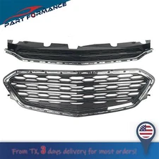 Set of 2 Upper & Lower Bumper Grille Chrome Fit 2016 2017 Chevrolet Equinox