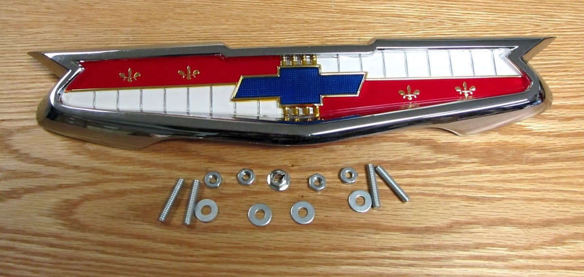 1955 CHEVY TRUNK EMBLEM ASSEMBLY with HARDWARE NEW ** USA MADE