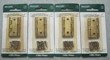 BRAINERD 2" BRASS-PLATED UTILITY HINGES 2-PACK , 31543, LOT OF 4 PACKS, NOS