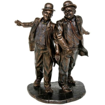 Bronze Lorbeer & Hardy Statue Ornament Komödie Ikone Kaltguss Bronze von Veronese.