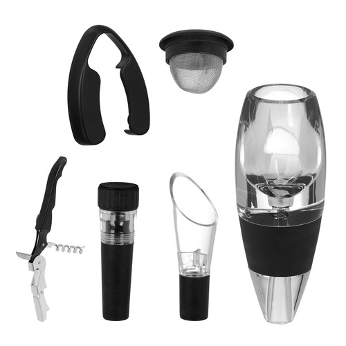 Weinbelüfter set 7-teilig schwarz Dekantierer Set Wein Zubehör Set Sommelier Set - Bild 6 von 10