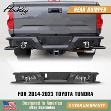 Hawkley For 2014-2021 Toyota Tundra Black Rear Bumper w/ LED Lights & D-Rings