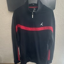 Jordan Dri-FIT Men's Black/Red Colorblock Full Zip Track Jacket Size L