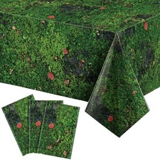 3 Pcs Green Moss Plastic Tablecloth 108 x 54 Inch Grass Leaves Table Cover Di...