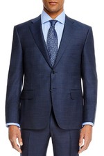 Corneliani Mens Classic Fit Micro Pattern Wool Suit Jacket 46 Regular Navy IT 56