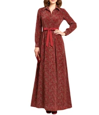 VTG Dalani Maxi Dress MAROON FLORAL VELVET A-Line Hostess Party 34"BUST XS/S