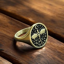 Valkyrie Dragon Engraved Signet 925 Sterling Silver Handcraft Turkish Ring