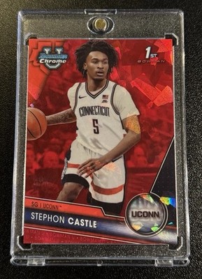 2023-24 Bowman University Chrome Sapphire Stephon Castle Red 5/5 JERSEY MATCH 88