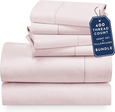 6-Piece Queen Sheet Set, 400 TC Cotton Sateen, Pink