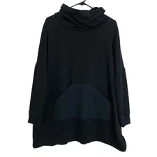 Ruti Sweatshirt Womens XS/S Black Pullover Funnel Neck Oversized Relaxed *