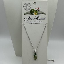 Adorable Crystal Silver Tone Pineapple Neckla...