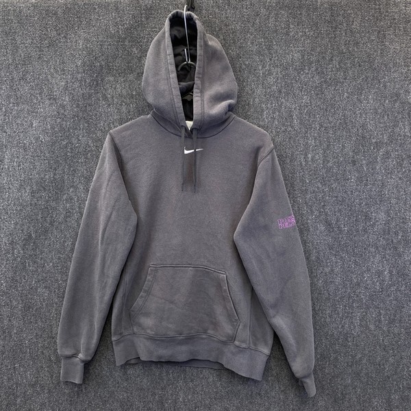 VTG Nike Center Swoosh Womens Pullover Hoodie Dark Grey Graphic Fleece Y2K Sz M