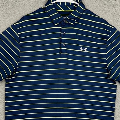 Under Armour ラガーシャツ L ネイビー/ブルー Under Armour Polo Shirt Mens Large Navy Neon Green HeatGear Golf