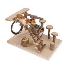 Wontee Hamster Playground Small Animal Climbing Toys Wooden Chew Brown
