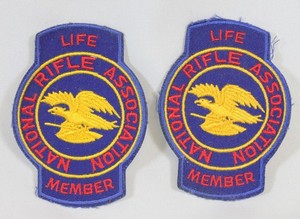 2 Vtg NRA Patches Lot Life Member National Rifle Association Eagle Rifle Guns