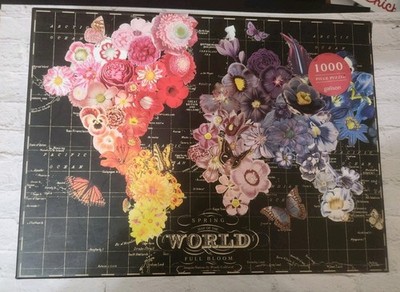 Galison Wendy Gold Full Bloom 1000 Piece Jigsaw Puzzle NEW Sealed World Map