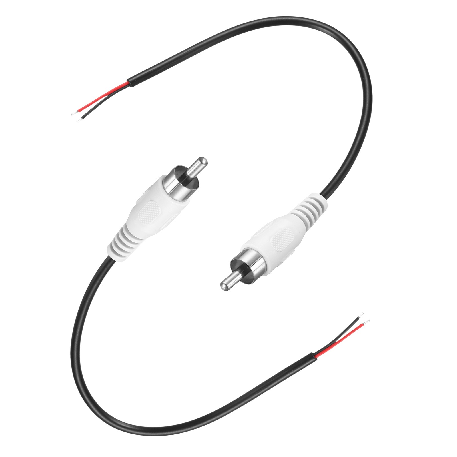 0.7FT RCA to Bare Wire Speaker Cable, White RCA Male Plug, Pack of 2