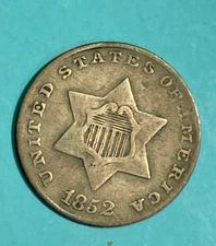 US 3 CENT COIN, 1852, VERY GOOD