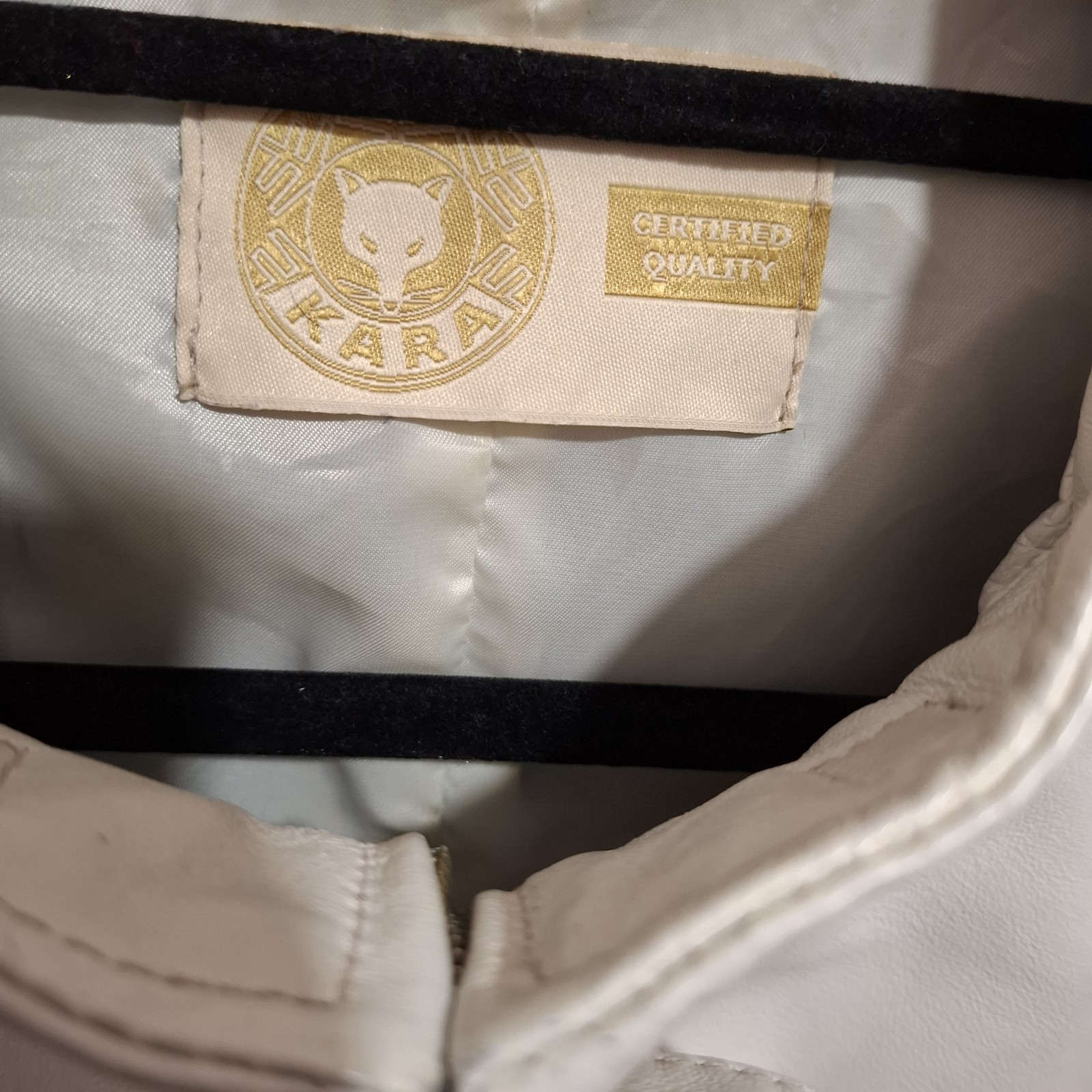 White Leather Y2k Funnel Neck Longline Jacket image 3
