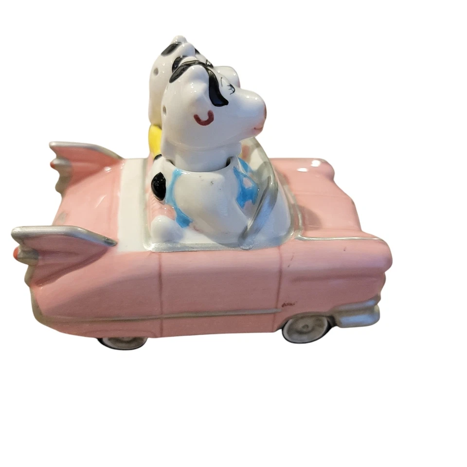 Coctelera de sal y pimienta convertible rosa vacas artísticas de arcilla de colección matrícula Moo Foto 4 de 4