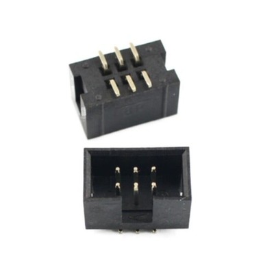 10Pcs 2.54mm Pitch 2x3 6 Pin SMT  IDC Cable Connector Male Shrouded Box Header *