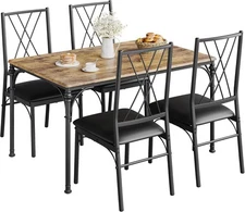 Iron Roman Column Dining Set (1+4) in Antique Finish, Classic Retro Style