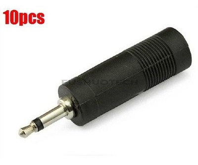 10Pcs Connector Convertor 3.5MM Male Plug To 6.35MM Female Jack Mono Adapter nx 