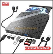 External CD DVD Drive USB 3.0 Type C Portable 8 in 1 DVD Burner Reader SD TF