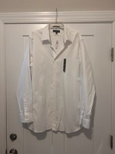 NWT Banana Republic Men's Stretch Poplin Button Up Shirt White Size XL Slim Fit