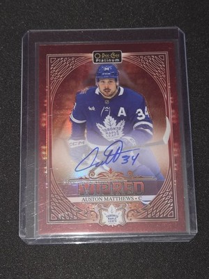 2023-24 UD O-Pee-Chee Platinum Auston Matthews Pack Wars VIP Red Auto 1/10 