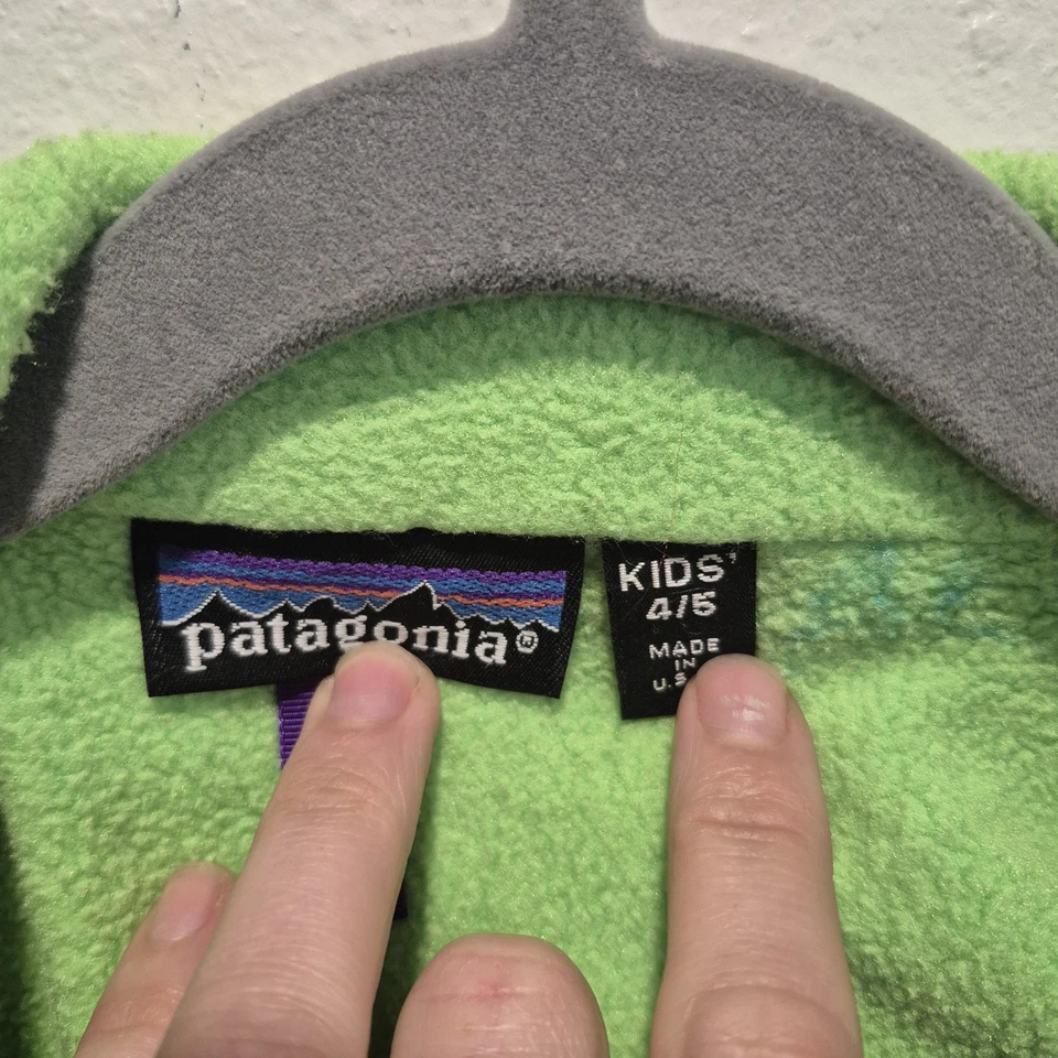 Chaqueta Bomber Vintage Patagonia Big Label Nylon Niño 4/5 Gris Años 90 Forrada de Vellón Foto 4 de 4