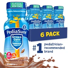 PediaSure Grow & Gain With Immune Support, Chocolate, 8-fl-oz Bottle, 6 Shakes