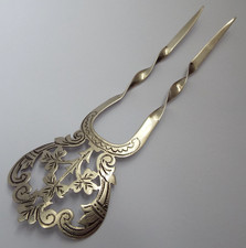 BEAUTIFUL CLEAN DECORATIVE ENGLISH ANTIQUE 1906 STERLING SILVER HAIR SLIDE COMB